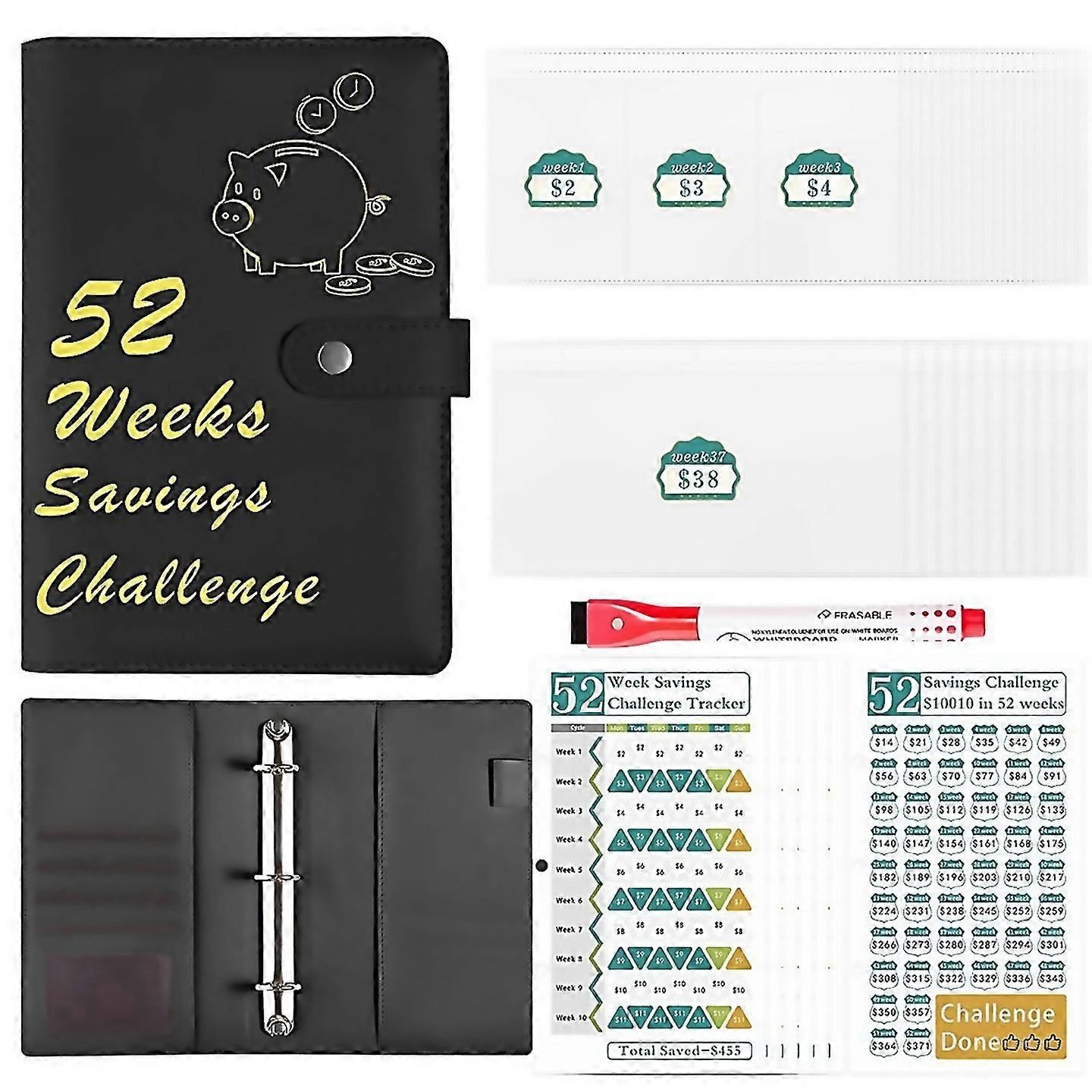 For 52 Week Money Saving Challenge Binder Black