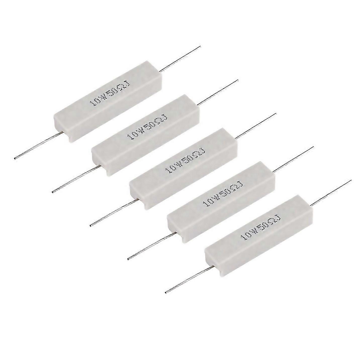 For 5 Pcs 10w 50 Ohm 5 Ceramic Cement Power Resistor