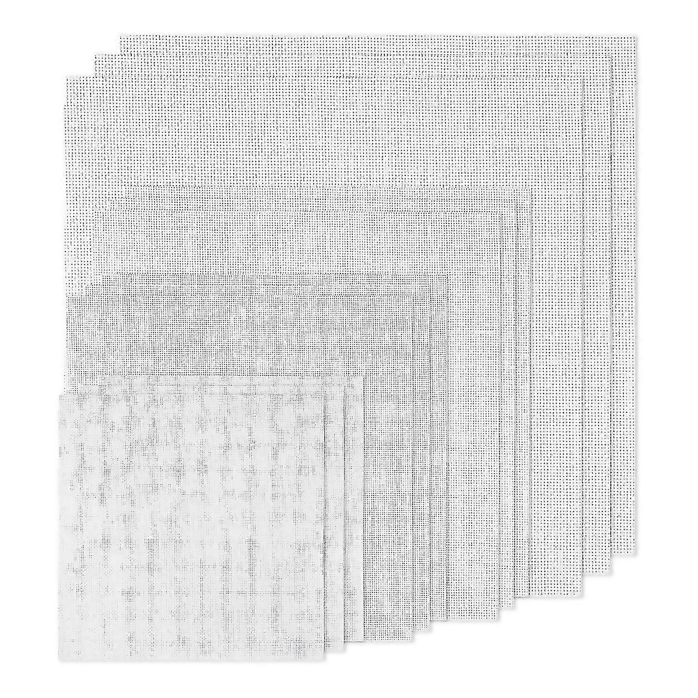 For 12 Pcs Aida Cloth 14 Count 4 Sizes Fabric For Craft Embroidery White