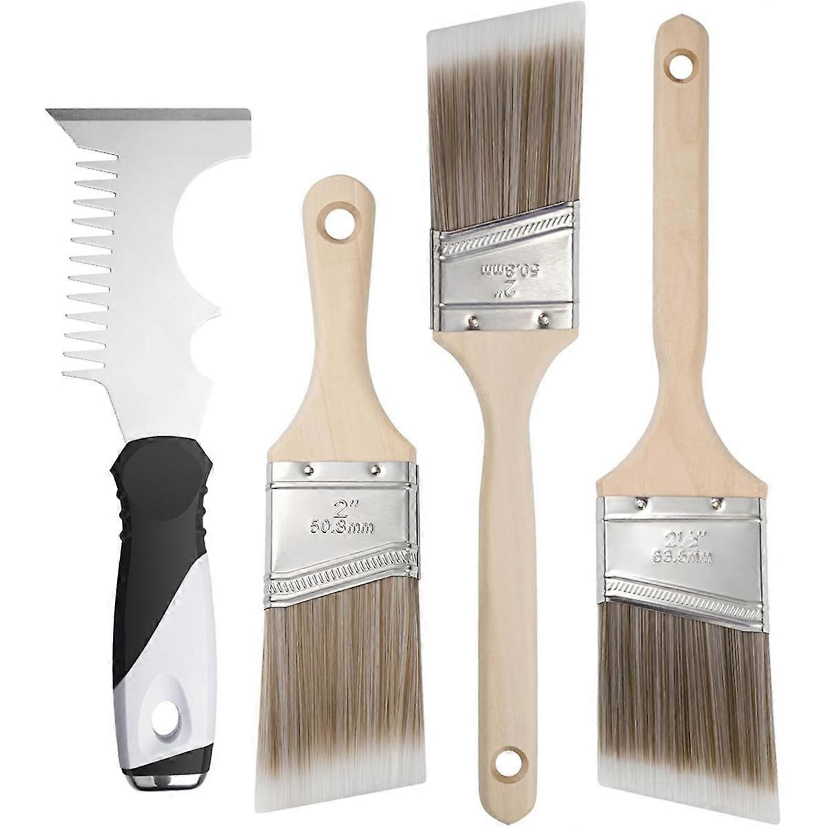 Paint Brush 4 Piece Set, 2" Short & Long HandlePaint Brush 4 Piece Set