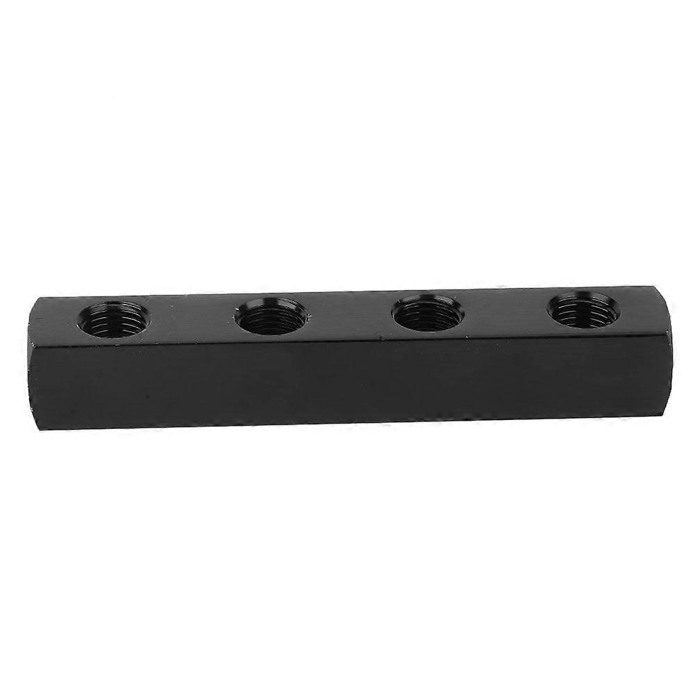 SUS304 Pneumatic Air Hose Inline Manifold Block Splitter 1/4 Inch BSPP Thread Black4 Way
