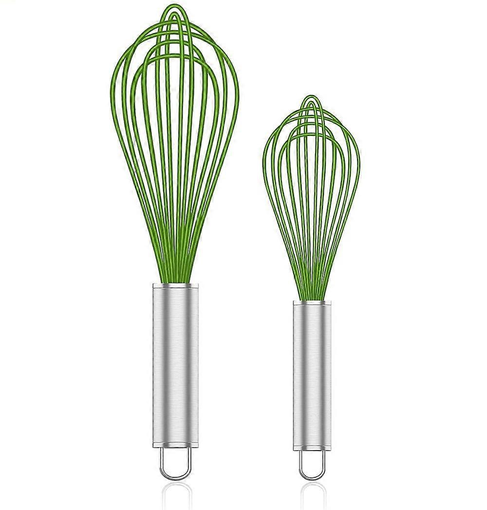 Silicone Whisk 1/2/3 Pack - Non-Scratch Stainless Steel & Silicone Whisks for Nonstick Cookware, Small Rubber Whisk Set