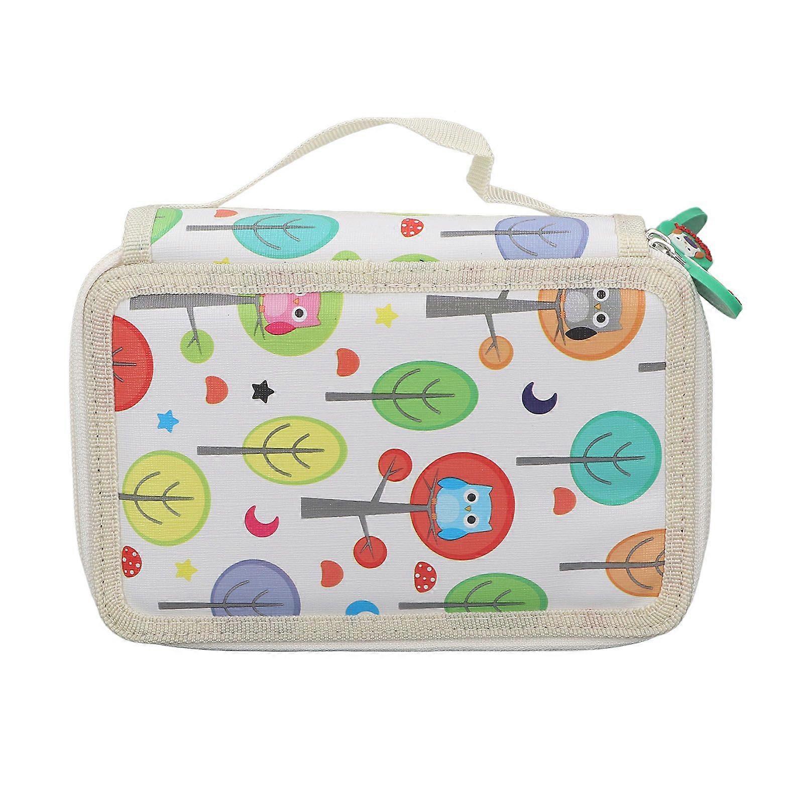 Colored Pencil Case Pencil Holder with Zipper Closure Large Capacity Pencil Case Foldable Colored Pencil Bag Cartoon White 4 Layers 72 Holes