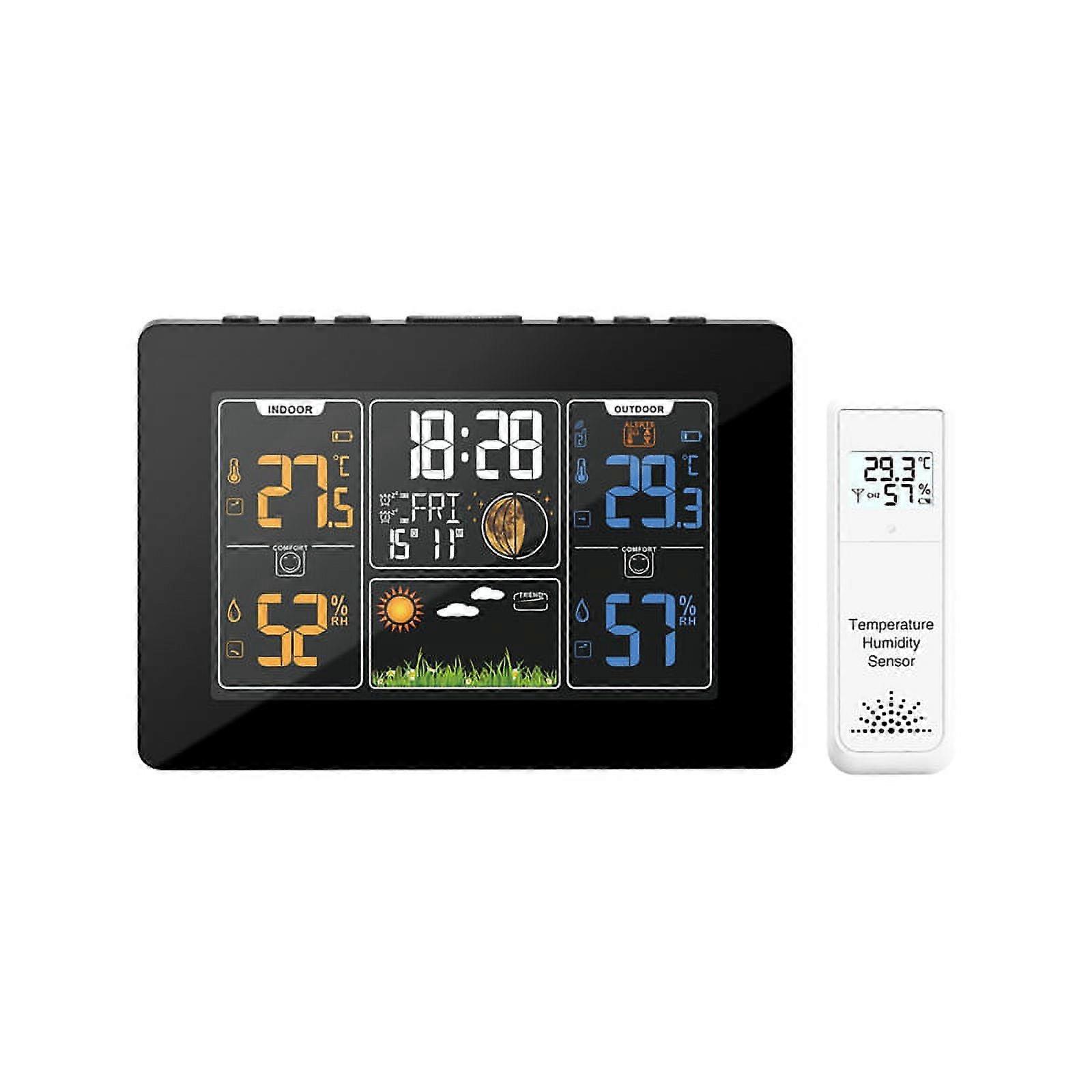 PT201C Digital Alarm Wall Clock WiFi Weather Forecast Station Hygrometer Thermometer Moon Phase Weather Forecast