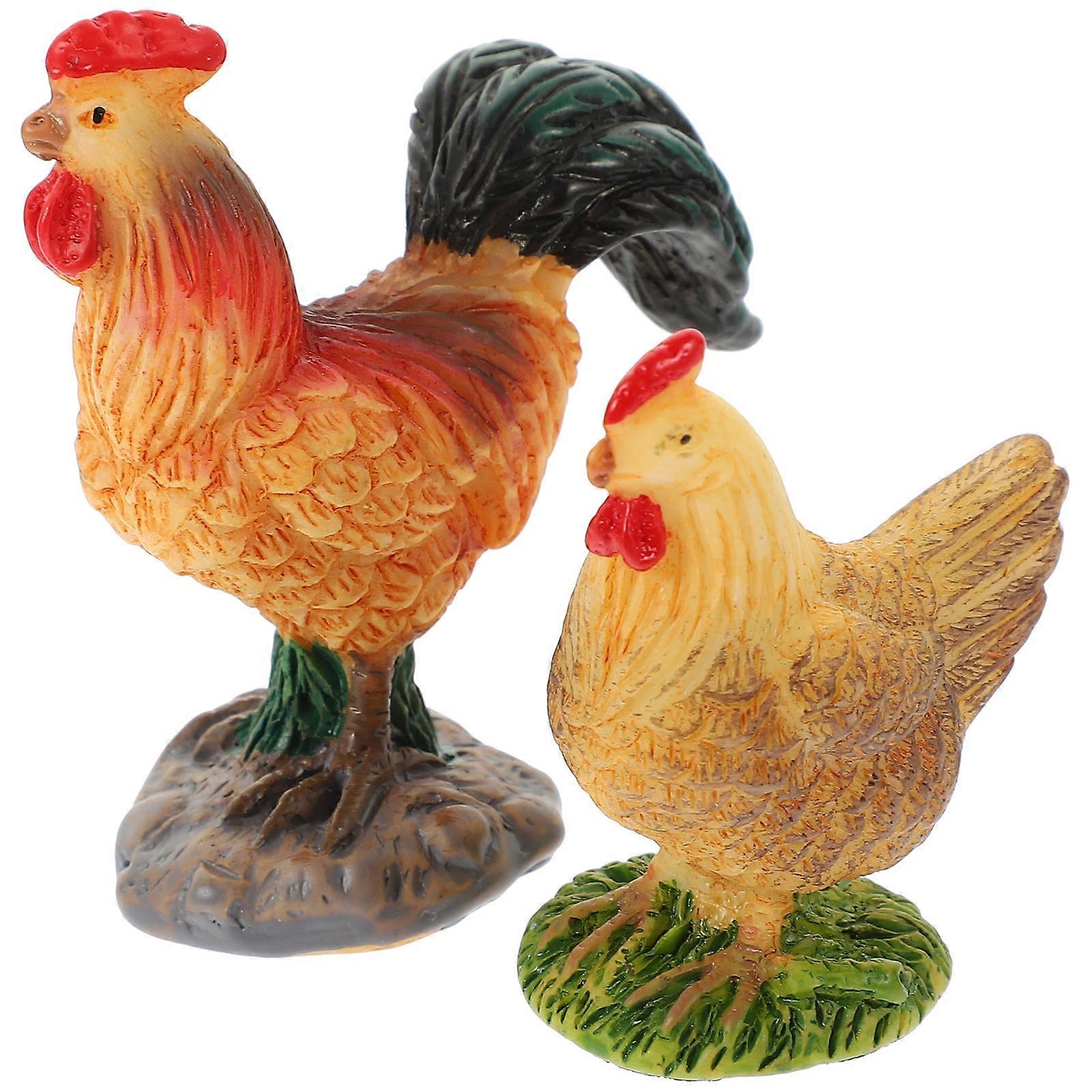 Yard Poultry Model Chicken Sculpture for Decoration 8Pcs Set