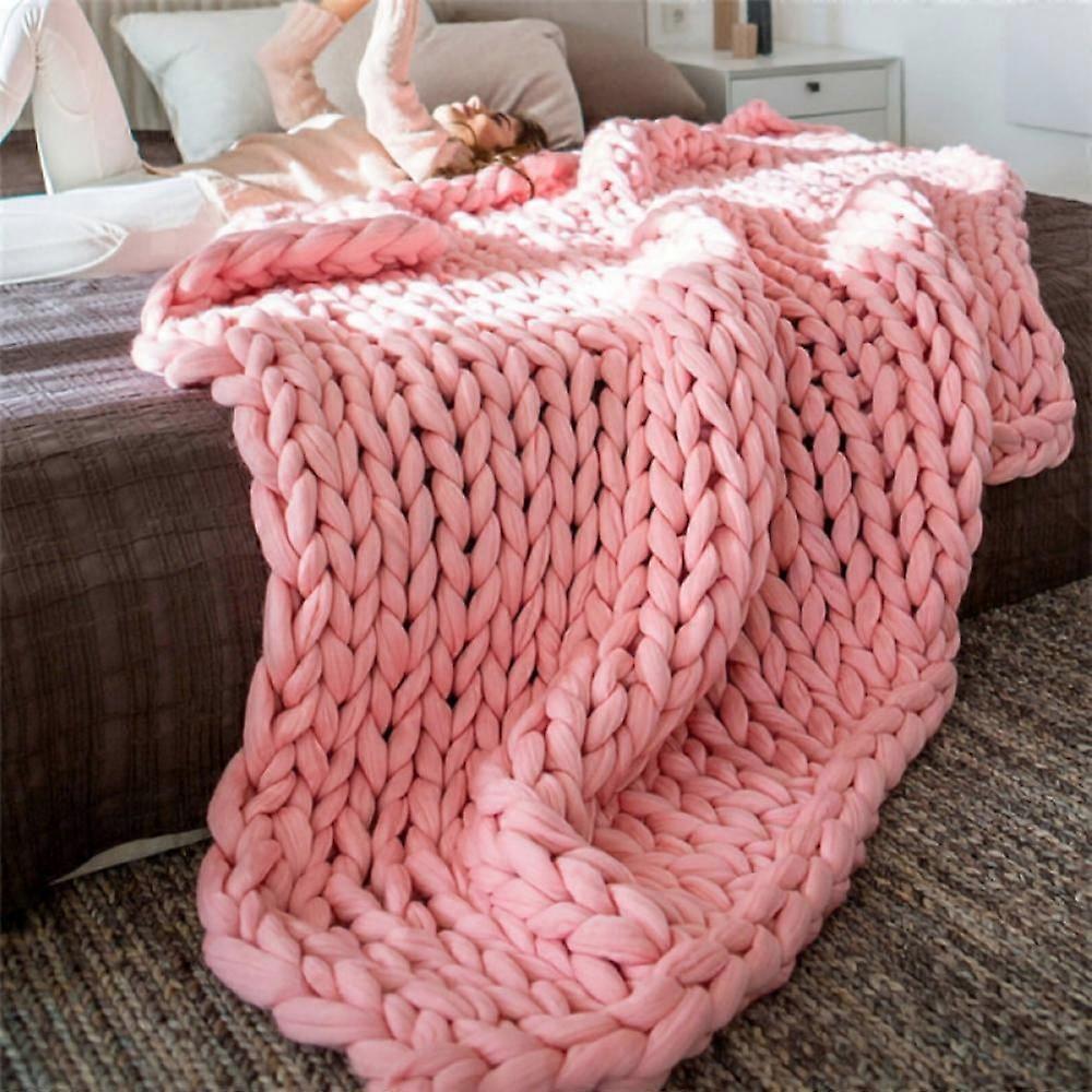 Savlot Knitted Throw Blanket Handmade Chunky Knitted Woven Blanket, Large Soft Throw Blanket for Bed Sofa Office 100*120cm