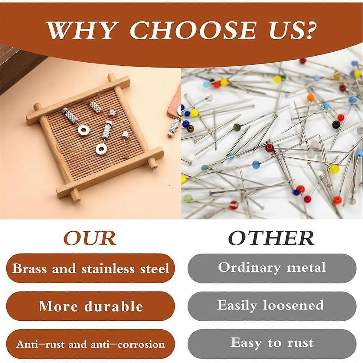 12Pcs DIY Leather Located Needles Tools,Position Leather Edges Lock Needles Locking Pin Leathercraft