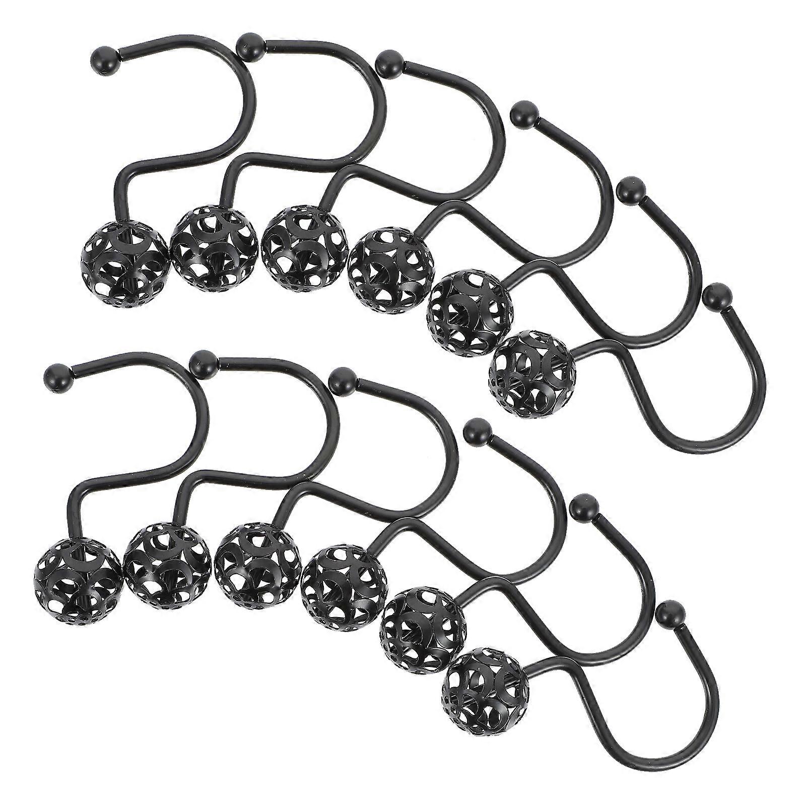 Metal Ball Curtain Hooks for Shower Curtain Fixing 12Pcs Iron Plating