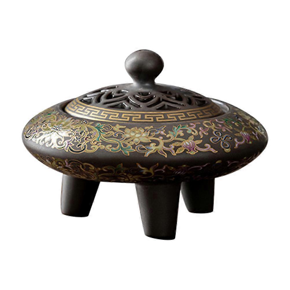 Ceramic Incense Burner Round Base Three-Legged Structure Bedroom 1Pack