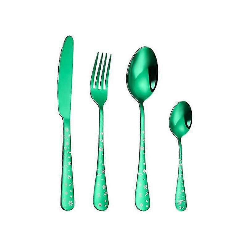 4Pcs / Set Exquis Couverts Set Résistant à la corrosion Acier inoxydable Bord lisse Utilisation sûre Scoop Fork f