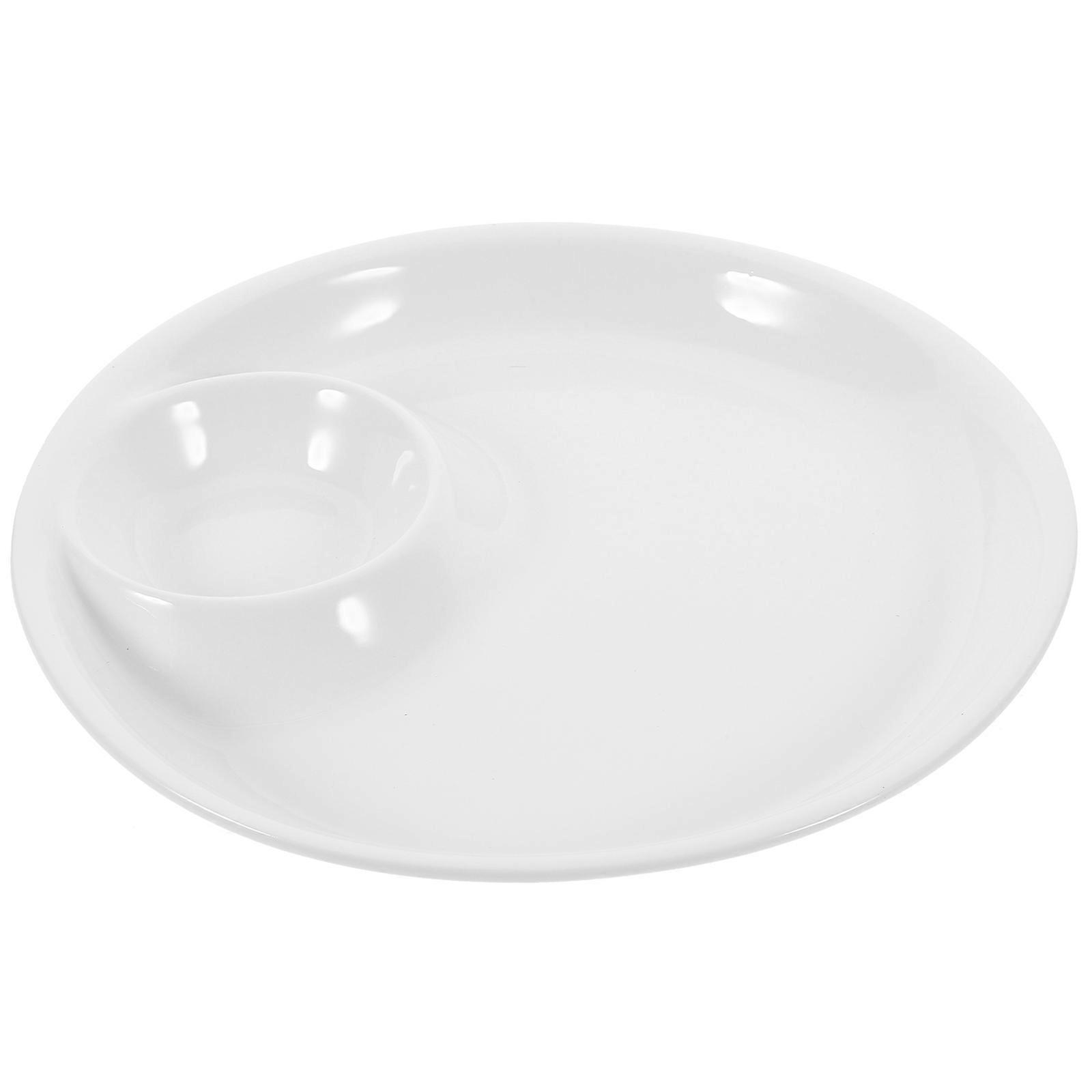 Sushi Plates Divided Soup Sandwich Plate Ceramic Food Serving 9.8In White Simple Design 1Pack