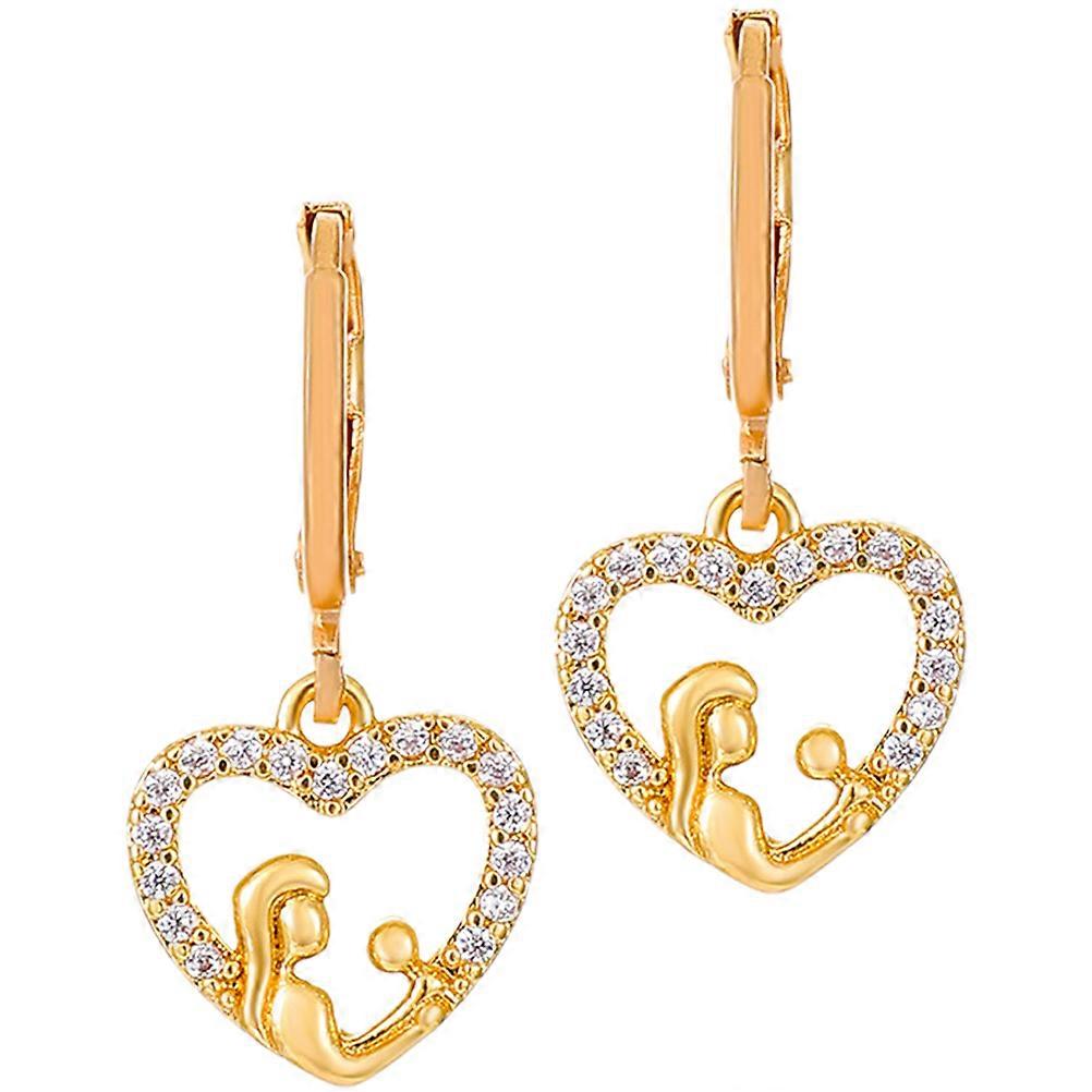Fashionable Drop Shape Earrings For Women Designed For Mother's Day With Golden Color In 2.5x1.2CM Size Perfect For Outfit Matching - 2 Pairs
