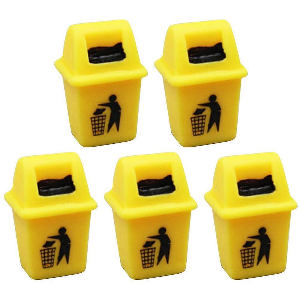 Mini Trash Can Resin Model for Decoration 25 Pieces Yellow Color