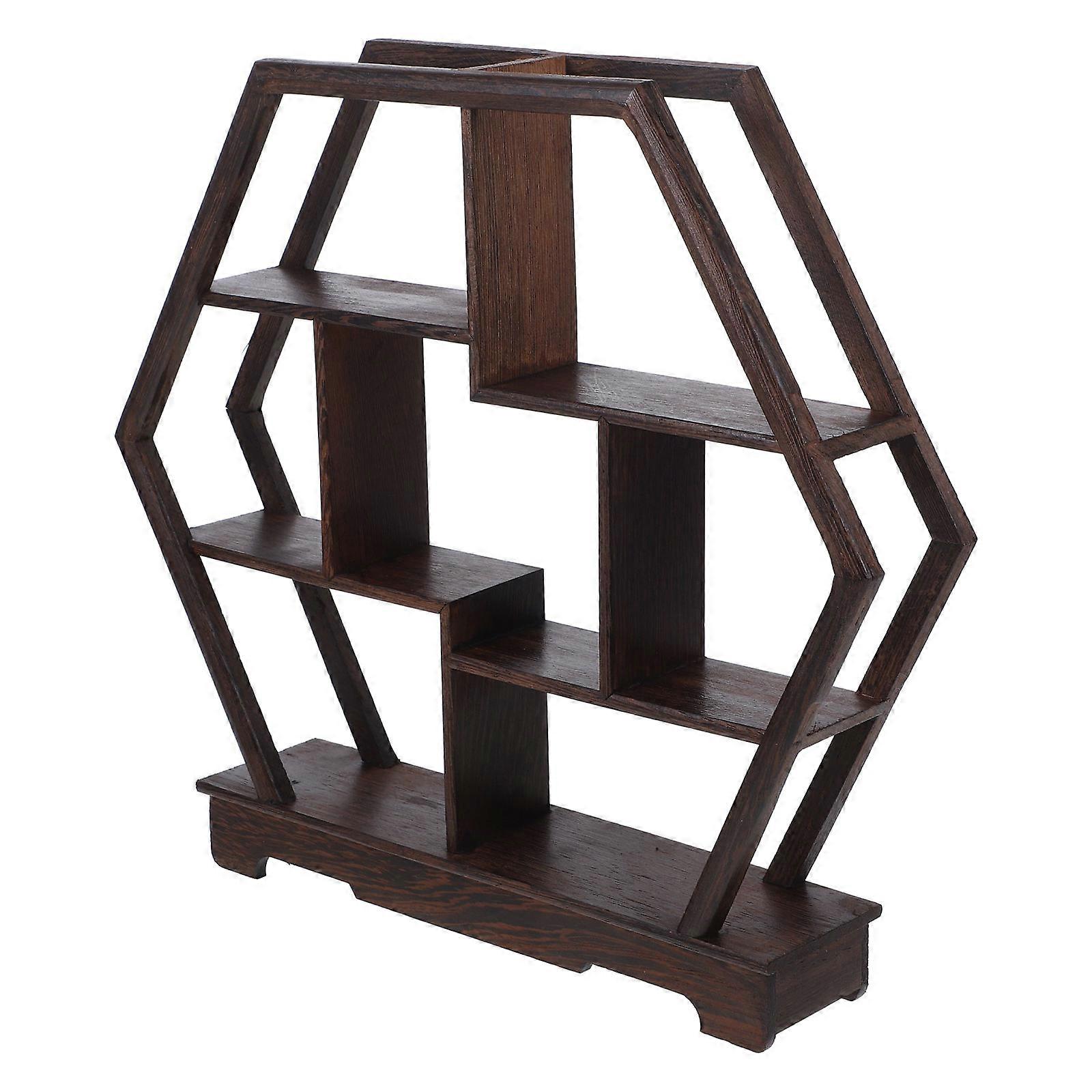 Solid Wood Shelf Vintage Display Stand for Decoration 3Pcs Dark Brown