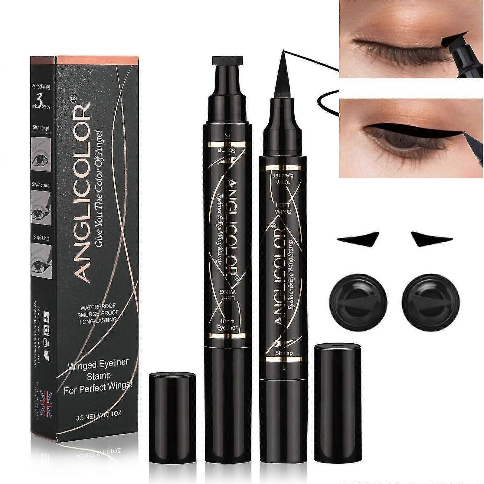 Tampon d’eye-liner, stylo d’eye-liner liquide ailé double face, stylo eyeliner original imperméable à l’eau, aimant de chat simple, outil de maquillage pour œil de chat