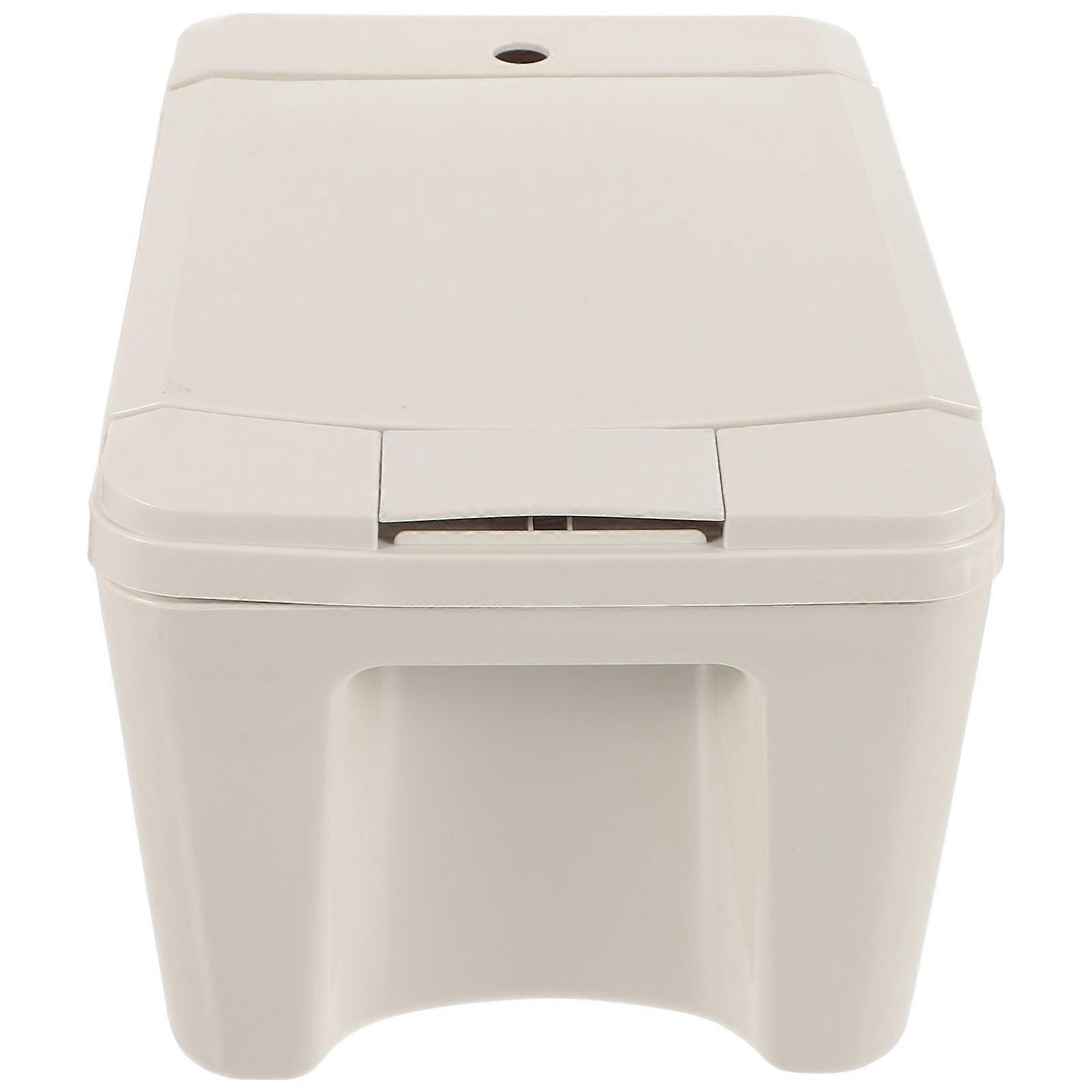 Portable Tea Leaf Garbage Bucket Tea Waste Water Storage Container Square Plastic Beige 1Pcs