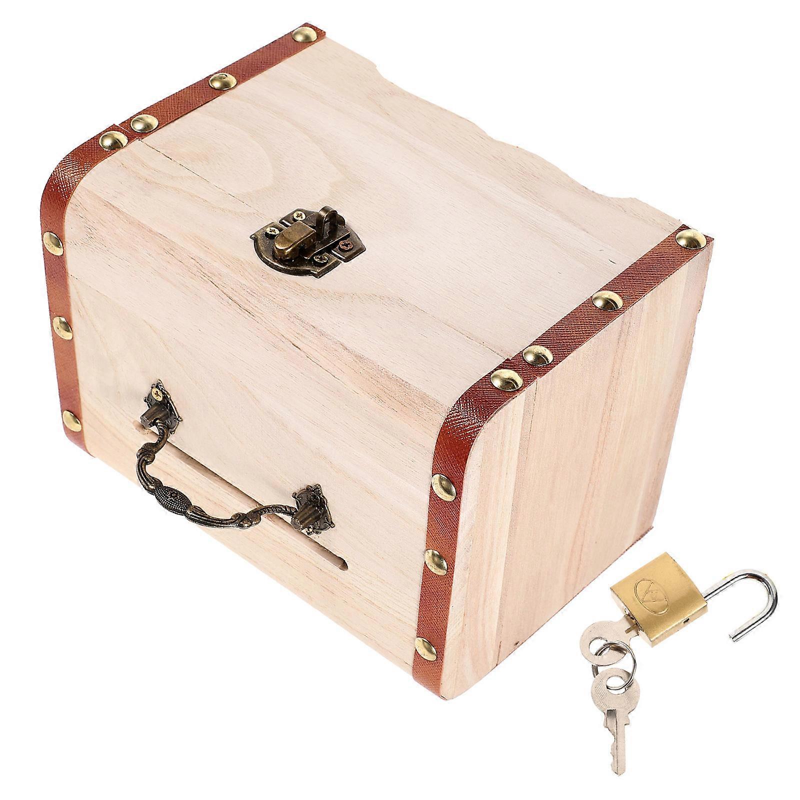 Wooden Coin Case with Lock for Storage 1Pcs Change Case Piggy Bank for Kids