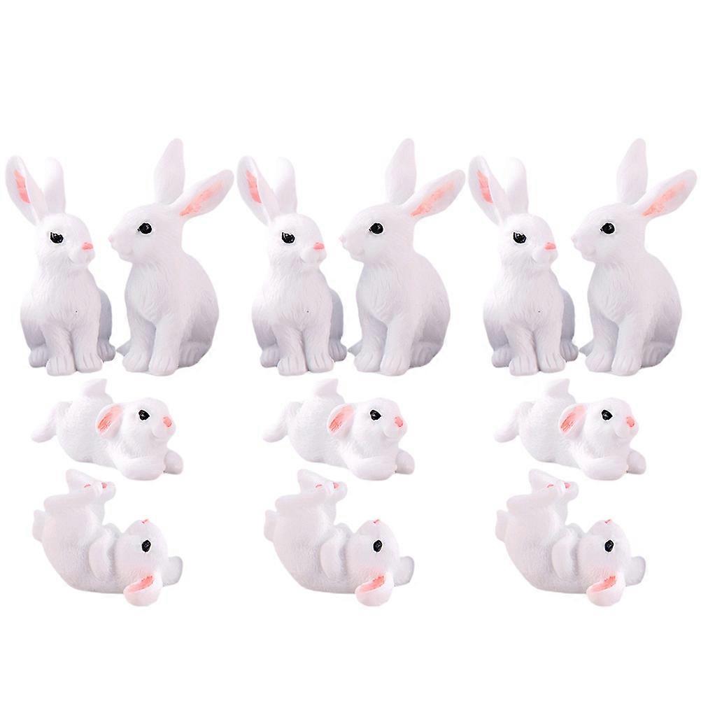 Mini Bunny Shape Decor Resin Miniature Rabbit Figurines for 48Pcs Set