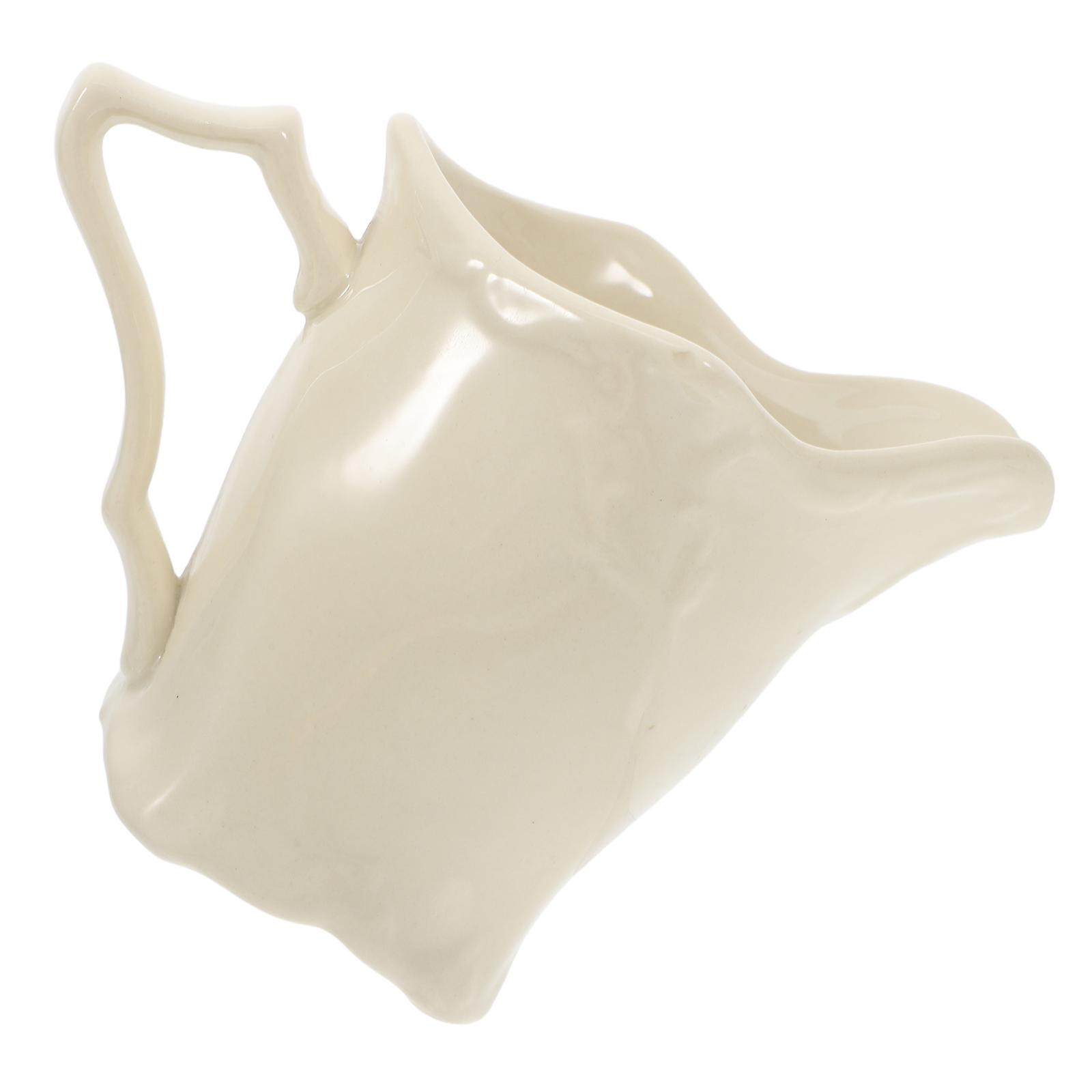 Ivory Ceramic Coffee Pitcher with Handle for Milk Serving 4Pcs Porcelain Jug