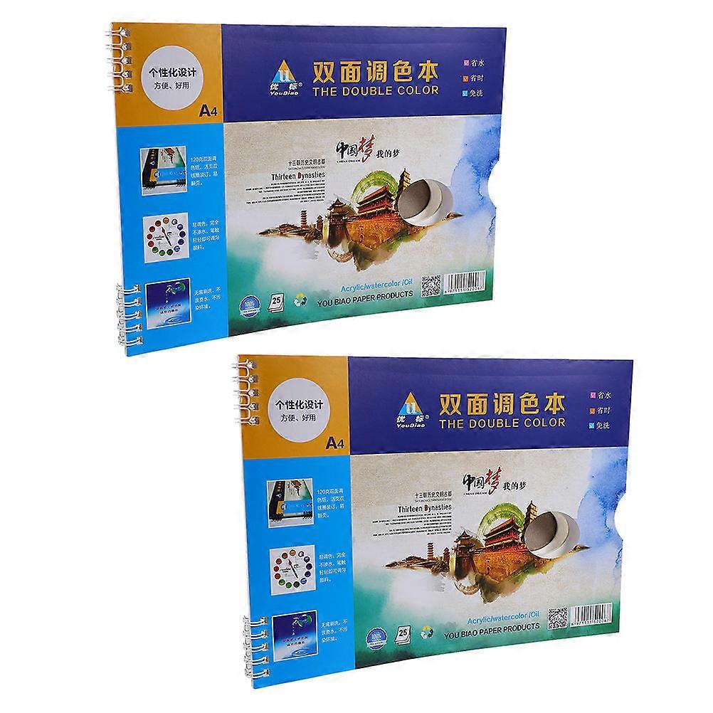 Water Color Mixing Plates Paper Watercolor Pallets Mixers Salon Use Rectangle Nail Art Mixing 2 Books