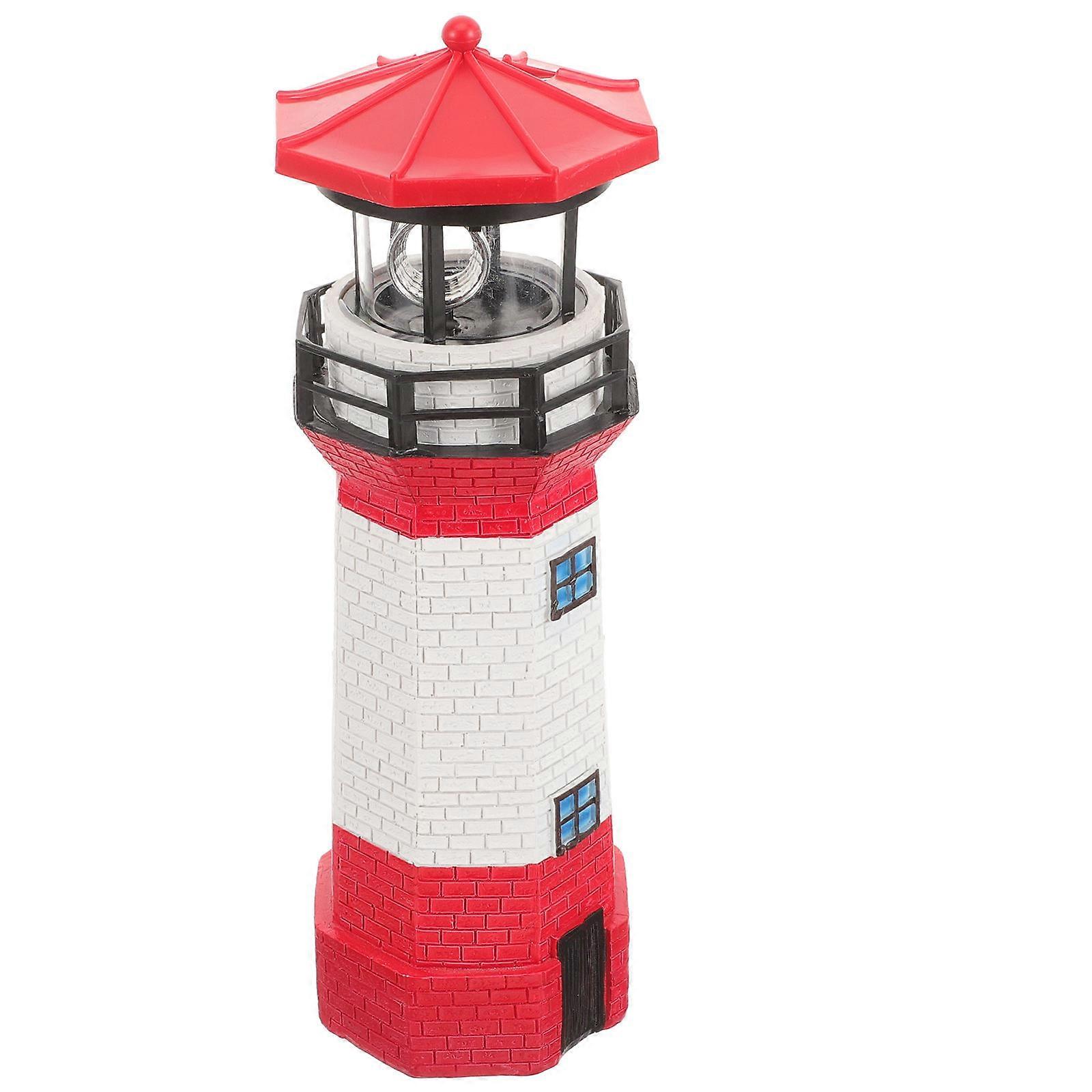 Solar Powered Lighthouse Resin Garden Lighthouse with Rotation