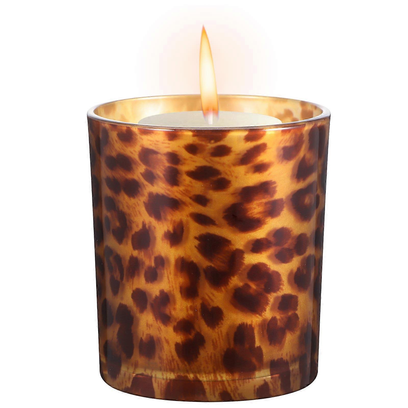 Creative Leopard Candle Holder Glass Candlestick for Decor 1Pcs Yellow
