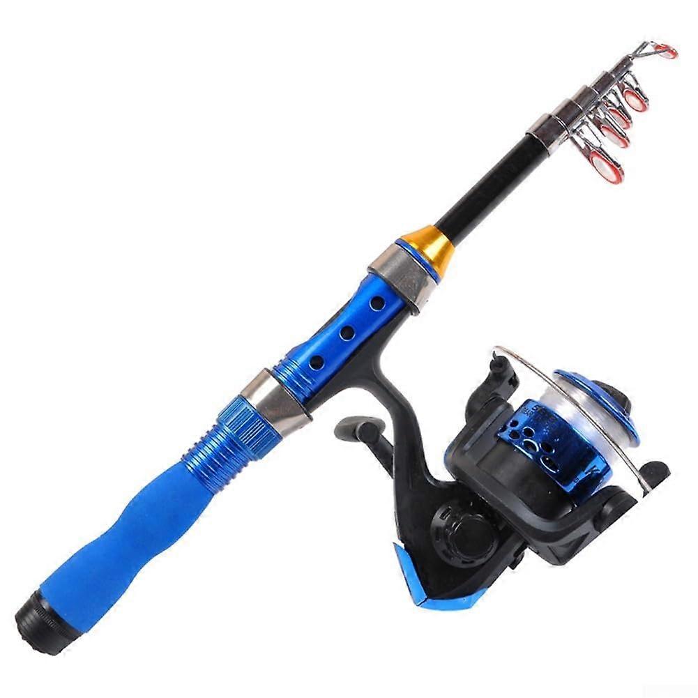 Telescopic Carbon Fishing Rod For Travel And Outdoor Angling Lightweight Portable Collapsible Pole Aluminum Blue
