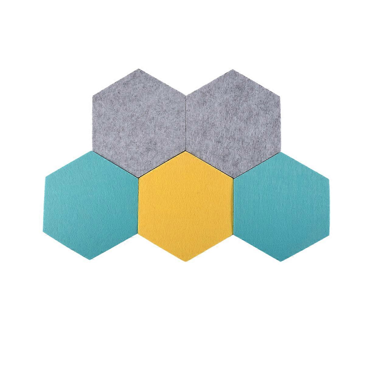 5Pcs Hexagon Board Hexagonal Felt Sticker Board Gray Yellow Series
