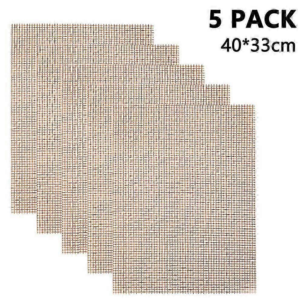 5pcs Bbq Grill Mesh Mat Non Stick Barbecue Net Pad Heat Resistance Grid Shape Baking Tool Grilling Sheet Line