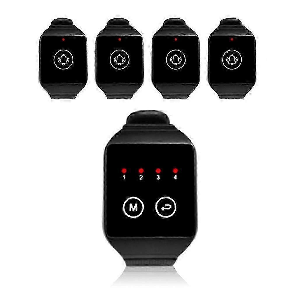 1 to 4 Wireless Watch Receiver Pager System with Vibration Alerts for UK Restaurants and Offices