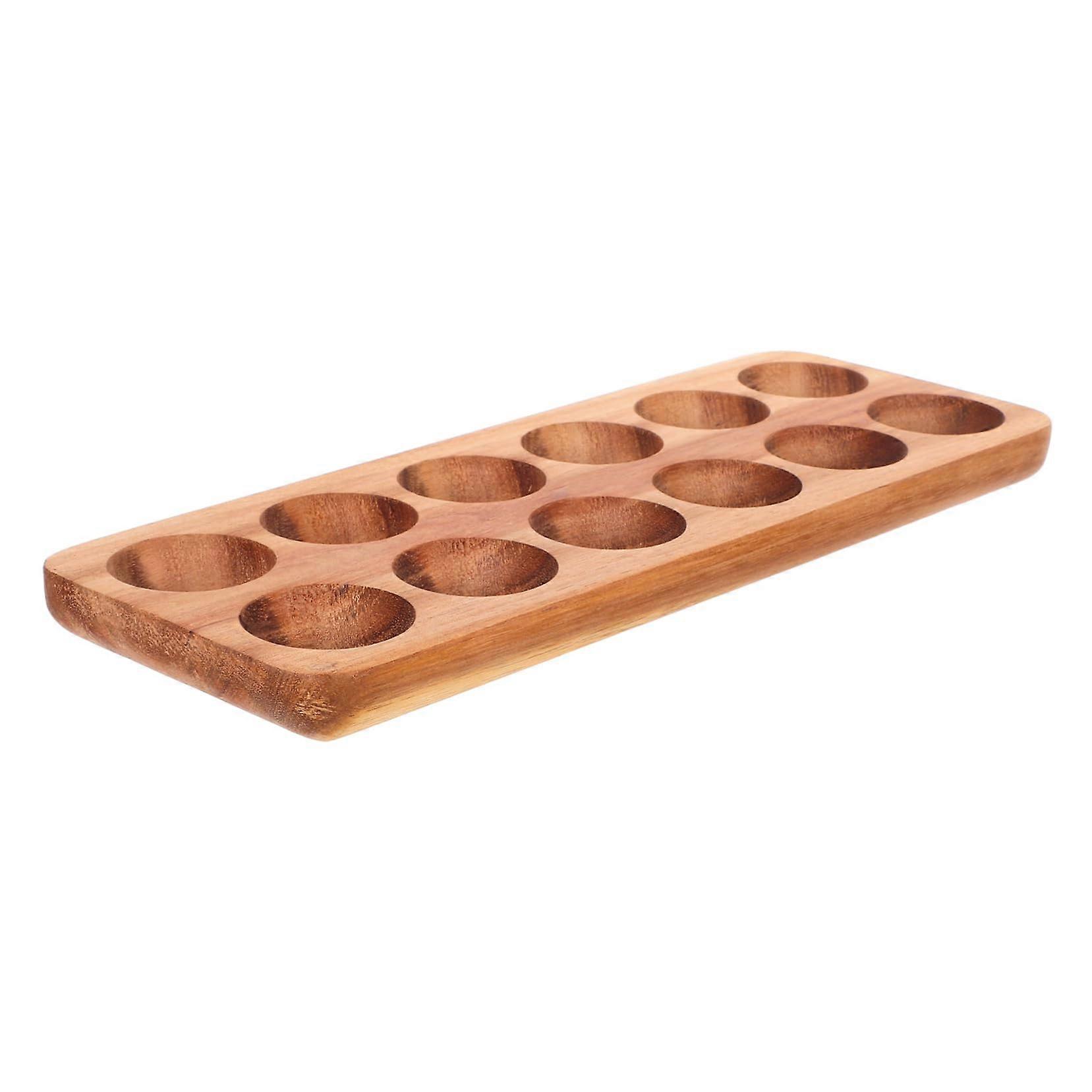 Rustic Wooden Egg Holder Tray With Slots For Fresh Eggs, Kitchen And Refrigerator Storage, Desktop Organizer