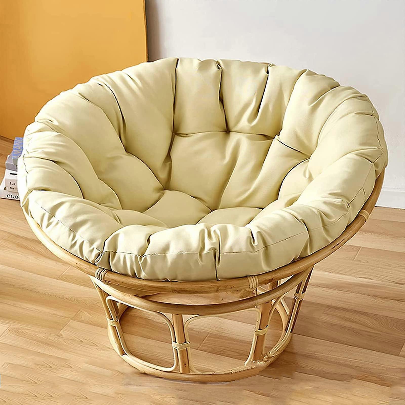 BeigeChair Cushion 140x140 Cm Round Polyrattan Hanging Chair Cushion Soft Durable Seat Pad for Indoor Outdoor