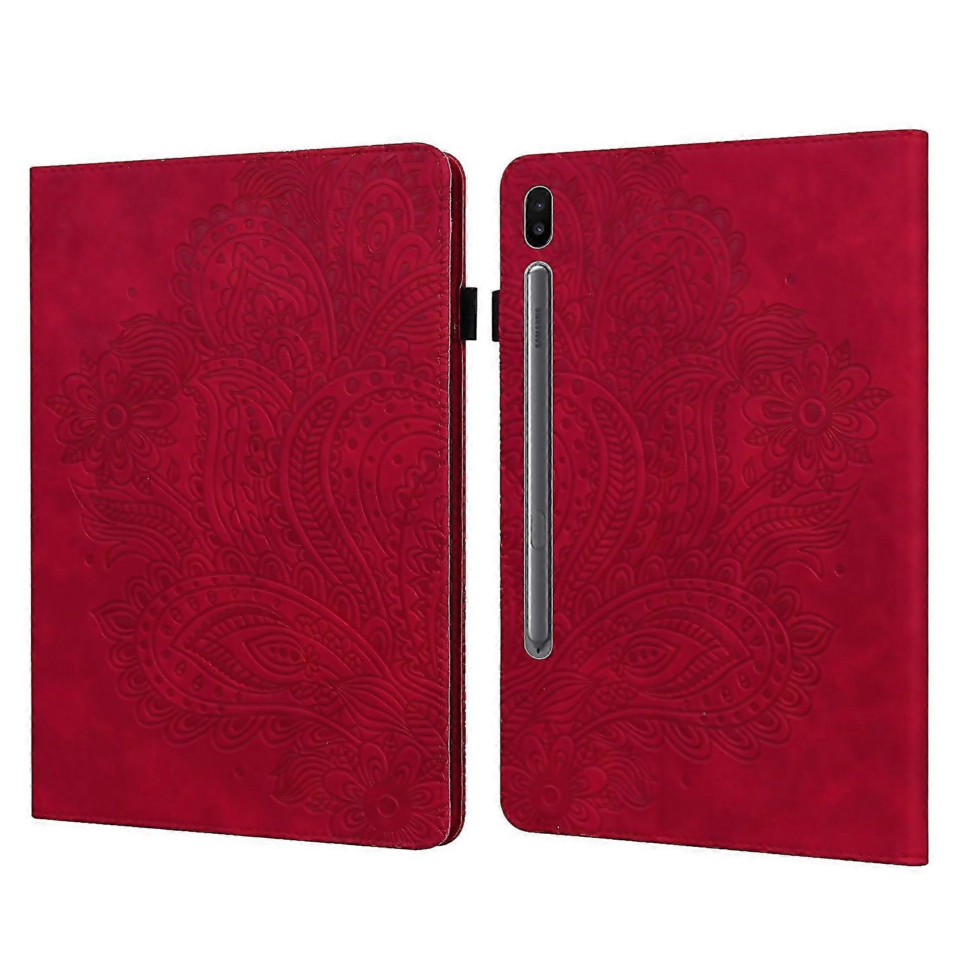 For Samsung Galaxy Tab S6 T860 Peacock Embossed Pattern Leather Tablet