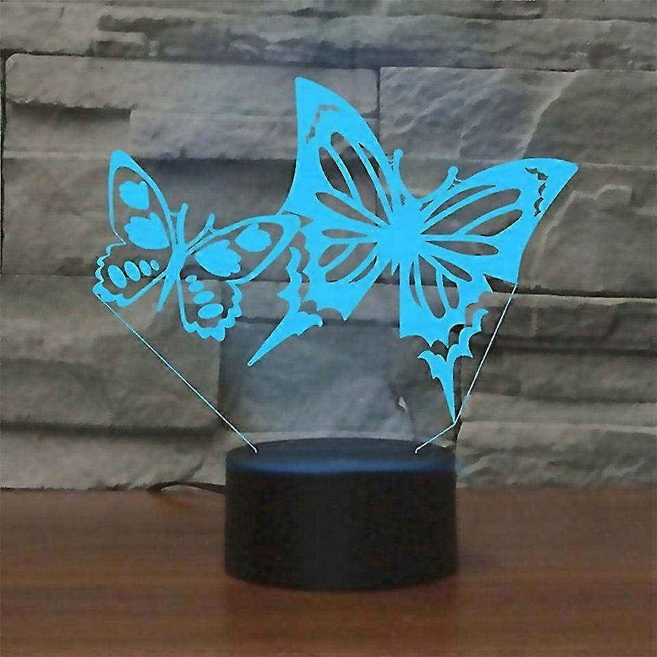 For Two Butterflies Shape 3d Colorful Led Vision Light Table Lamp 16 Colors Remote Control Version