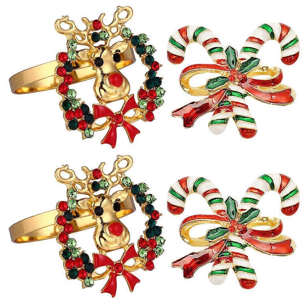 Deer Napkin Ring 4Pcs Red Alloy for Use with Festive Deer Design