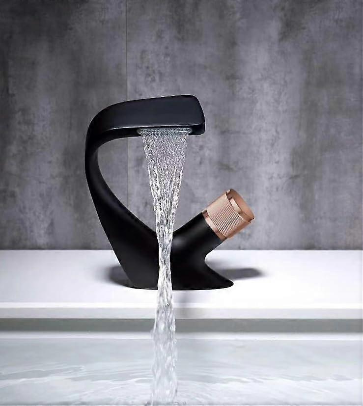 Basin Faucet Modern Simple Single Hole Hot And Cold Water Black Finish Hand Basin Hotel Use