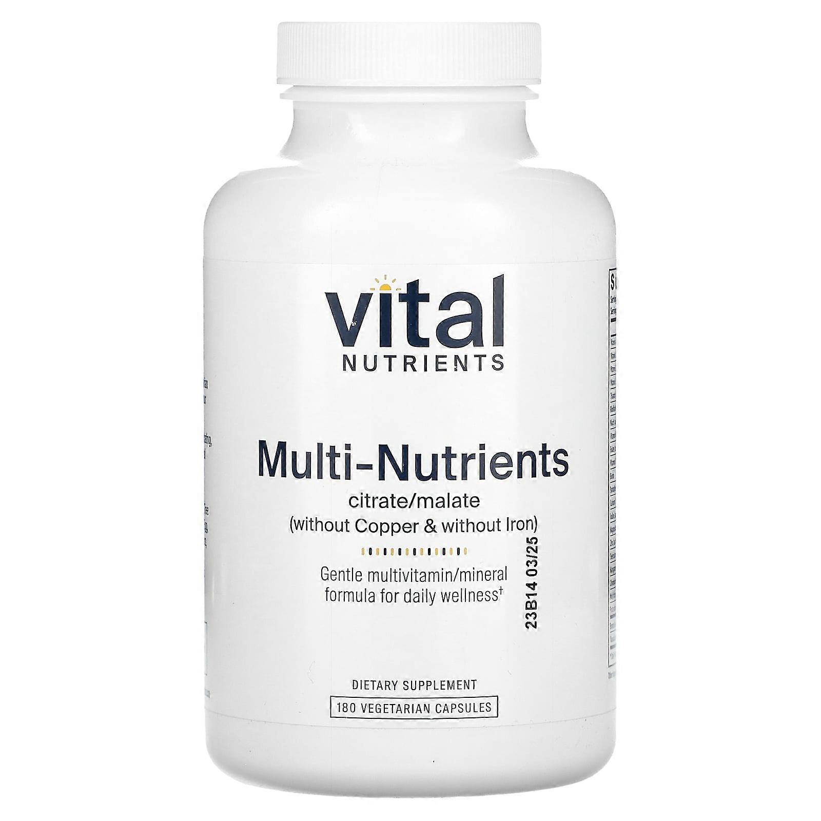 Multi-Nutrients Citrate/Malate (Without Copper & Without Iron), 180 Vegetarian Capsules