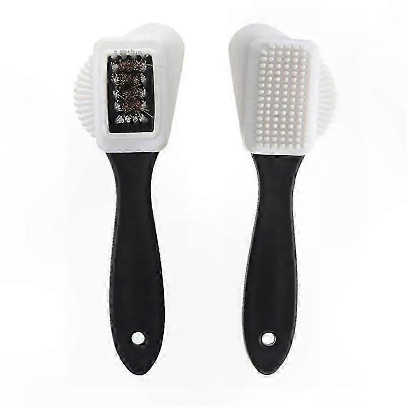 סט מברשות ניקוי זמש תלת-צדדי לעור ולמגפי שלג, מברשת נעליים מחוטי פליז (חבילה של 2), דגם 2024