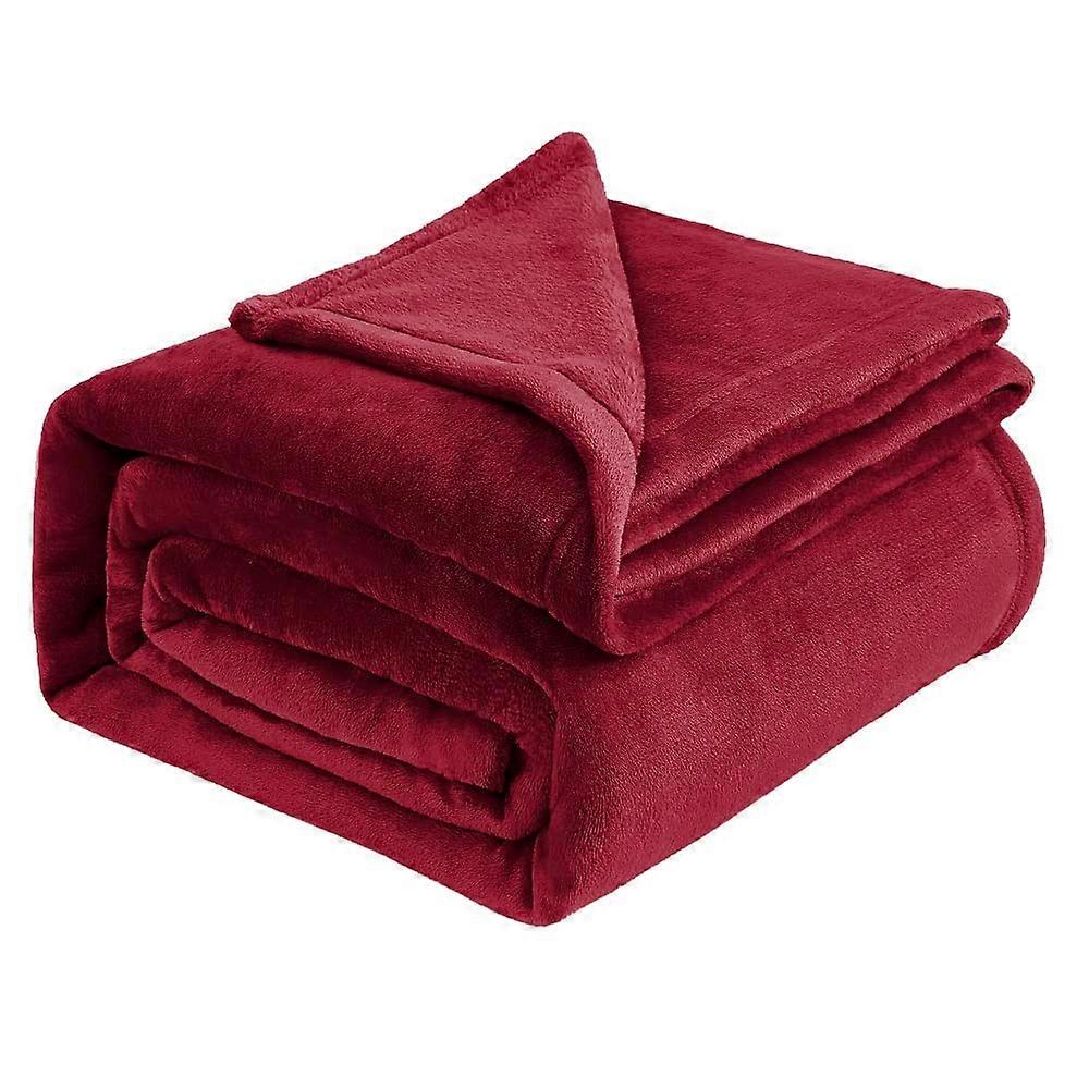 Fleece Blanket Throws For Sofas Silk Touch 400 GSM Bed And Couch Throw Single Size Burgundy Travel
