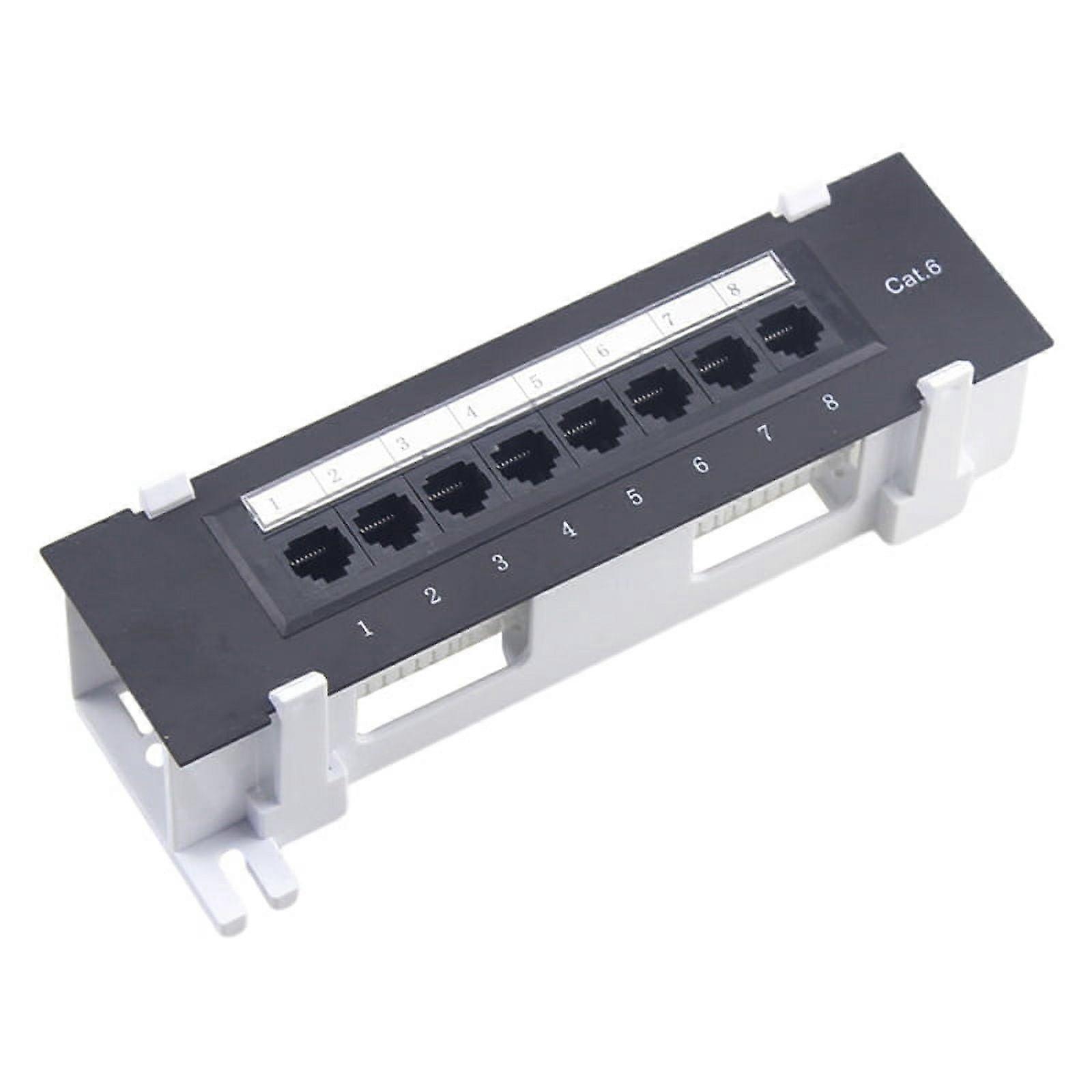 8 Port Patch Panel for Cat. 6 Versatile Data Center Plastic Wall Mount for Computer Home for Wiring Server Room Office