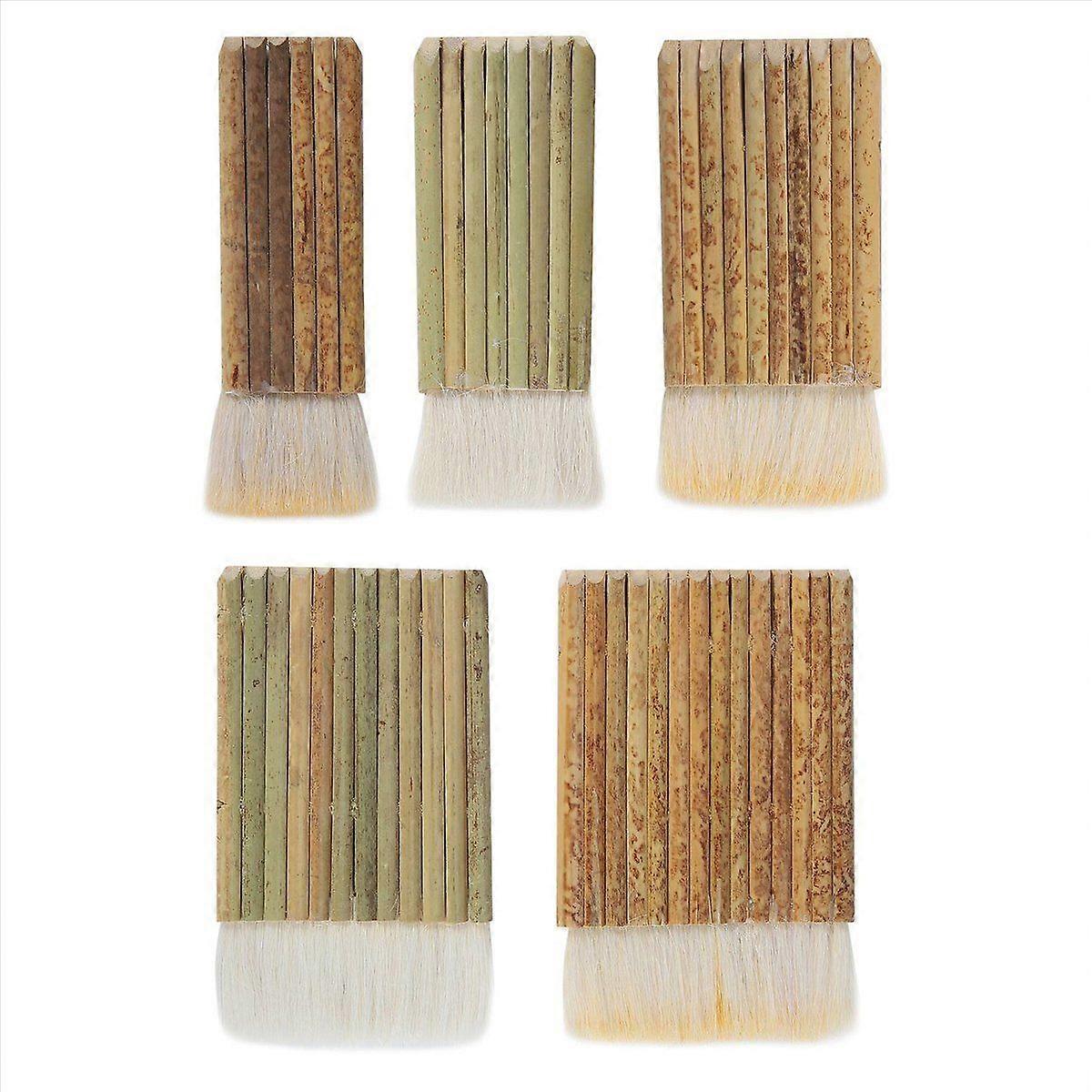 5 Size Blender Brush, Bamboo Handle Brushes for Kiln Wash