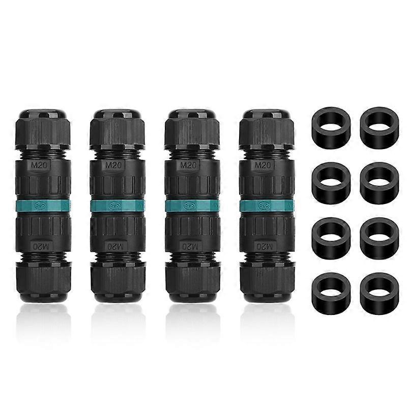4PCS 2 Way 3 Pole Junction Box IP68 Outdoor Waterproof Electrical Cable Connector Ø5-12 mm