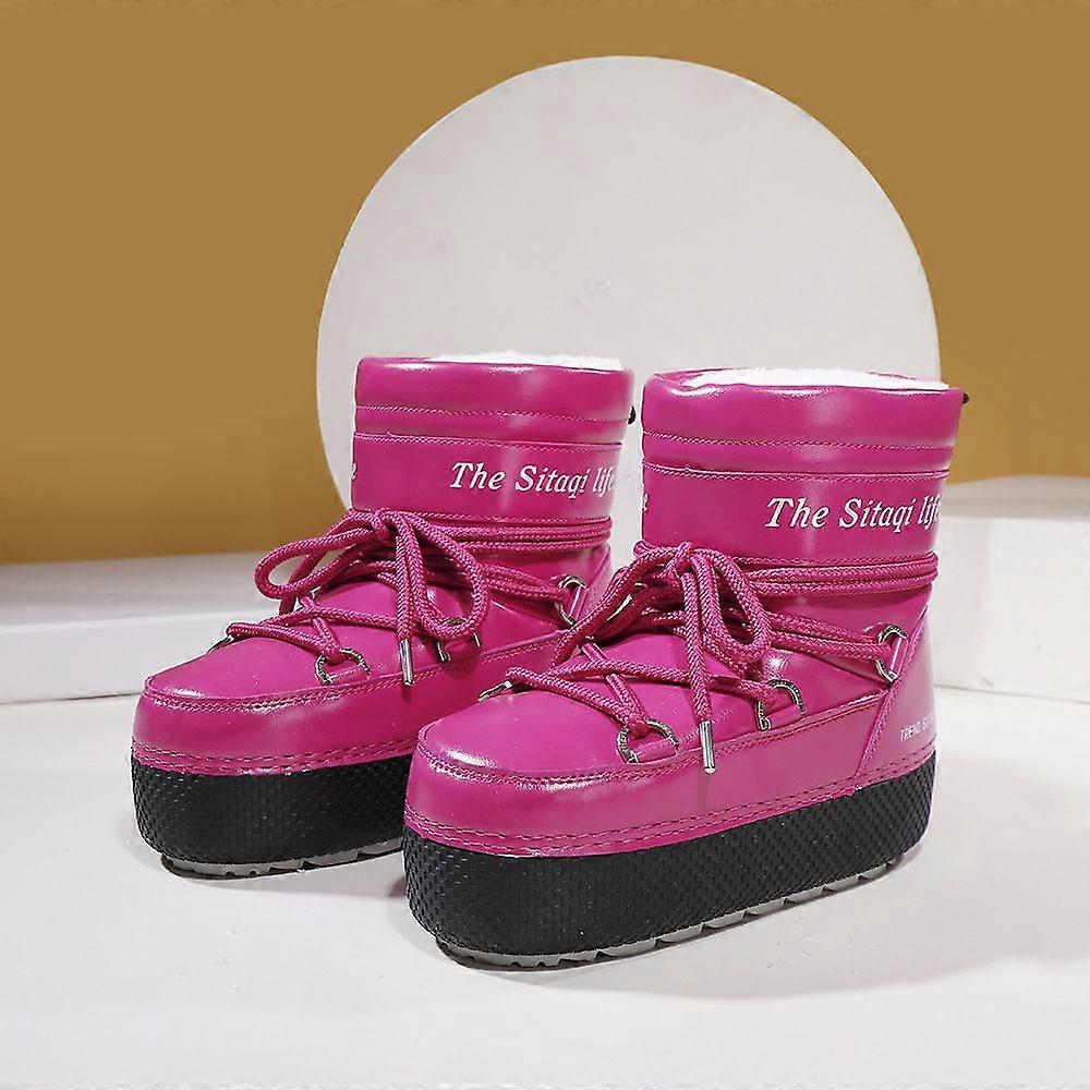 Kids Parent-Child Snow Boots Bright Color Ski Thick Sole Women's Moon Boots Waterproof Anti-Slip Space Boots