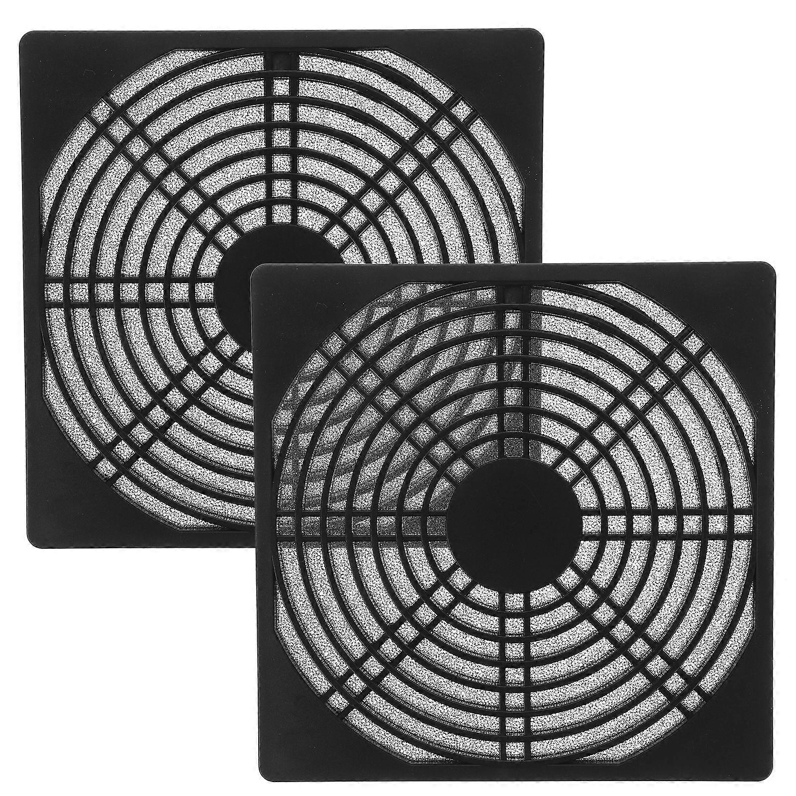 2pcs Black Square Plastic Cooling Fan Filter Cover: Dust Screen For Filter Fan Chassis For Pc Computer Case Server Case Mesh Design