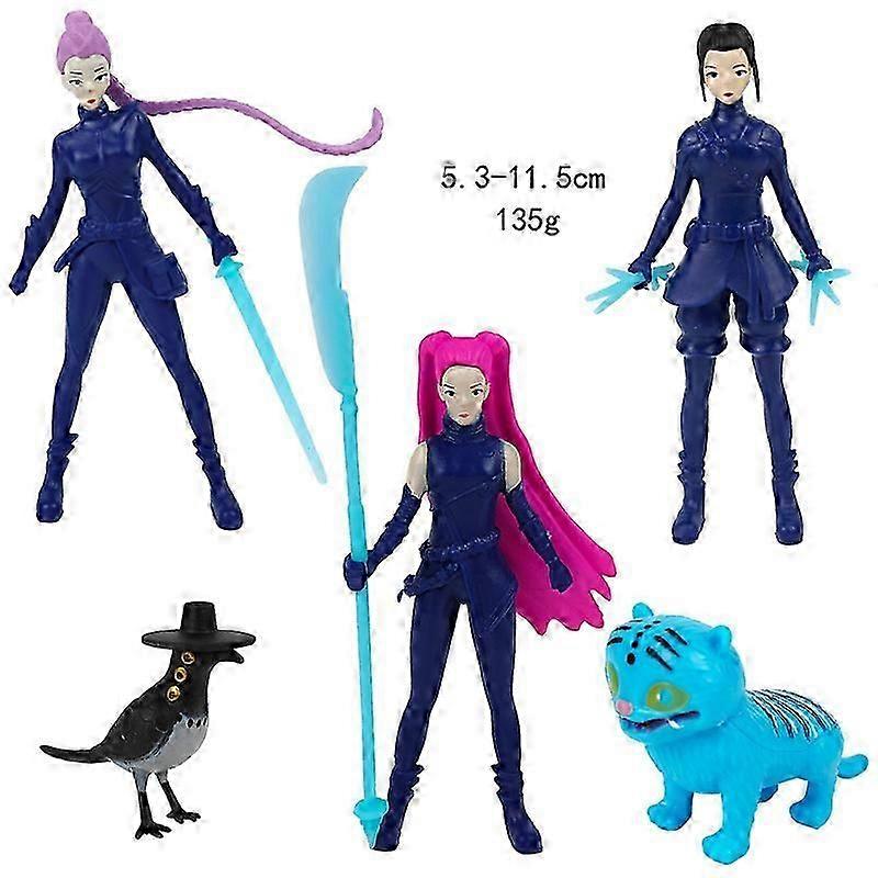Demon Hunter Girl Group Anime Figure, Tiger Star Idol Collectible Doll, Cartoon Model Statue with Base, Multiple Sets Available