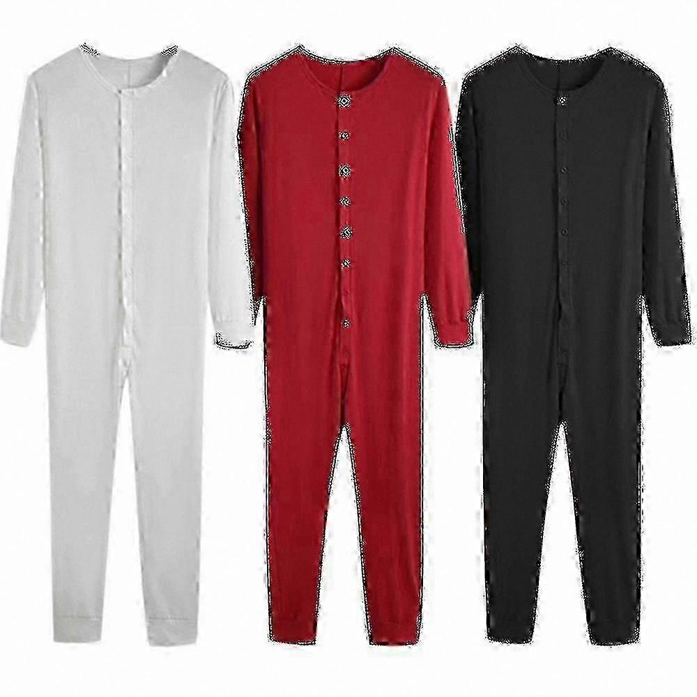 Men's One-Piece Long Johns Pajamas Set