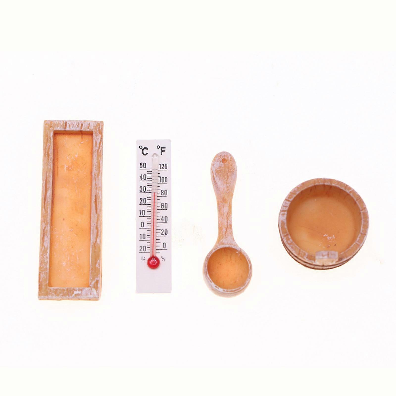 Natural Wood Mini Sauna Scene Toy Accessory With Interchangeable Part For Customizable Dollhouses Arrangements Multicolor