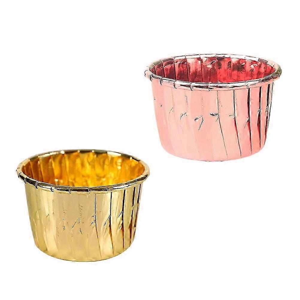 Assorted Color Paper Ice Cream Cups for Dessert Use with LeakResistant Coating PET and Kraft Paper 50 Pink and Golden 100pcs