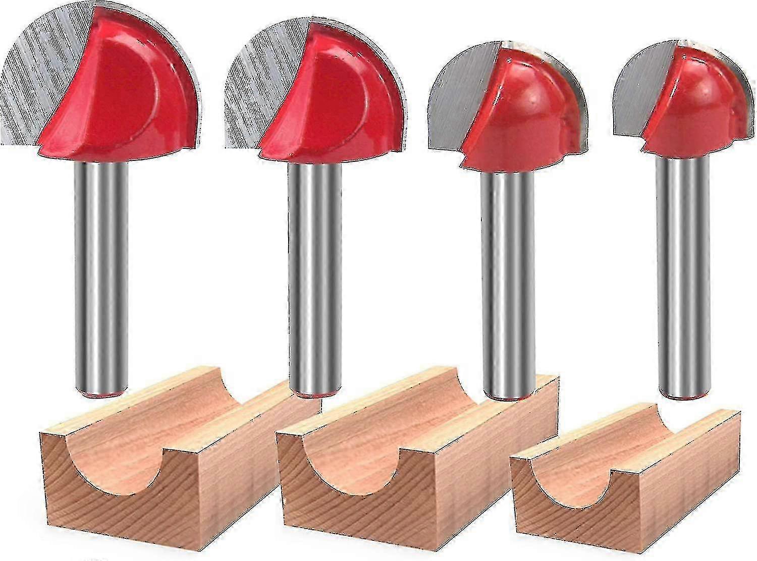Core Box Router Bit, 1/4&quot; Shank Carbide Tipped Double Flute Round Nose Router Bit - 5/8&quot; 3/4&quot; 7/8&quot; 1&quot; Cutting