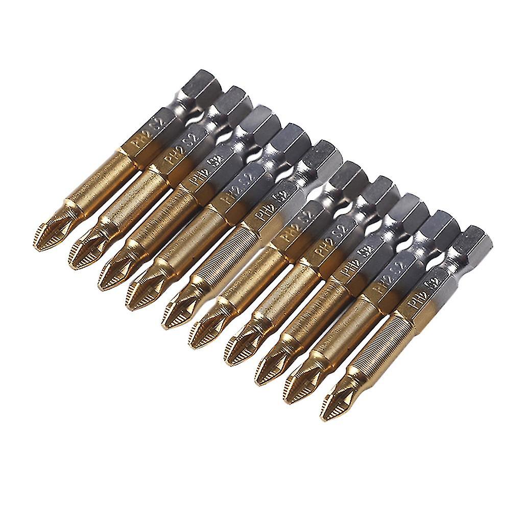 10pcs 1/4 Hex Shank Magnetic Non-slip Ph2 Phillips Cross Head Screwdriver Bit
